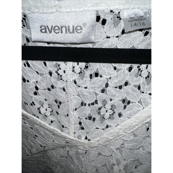 Avenue Women Top White Eyelet Lace Kimono Size 14/16 Romantic Boho Cottage - Picture 5 of 10